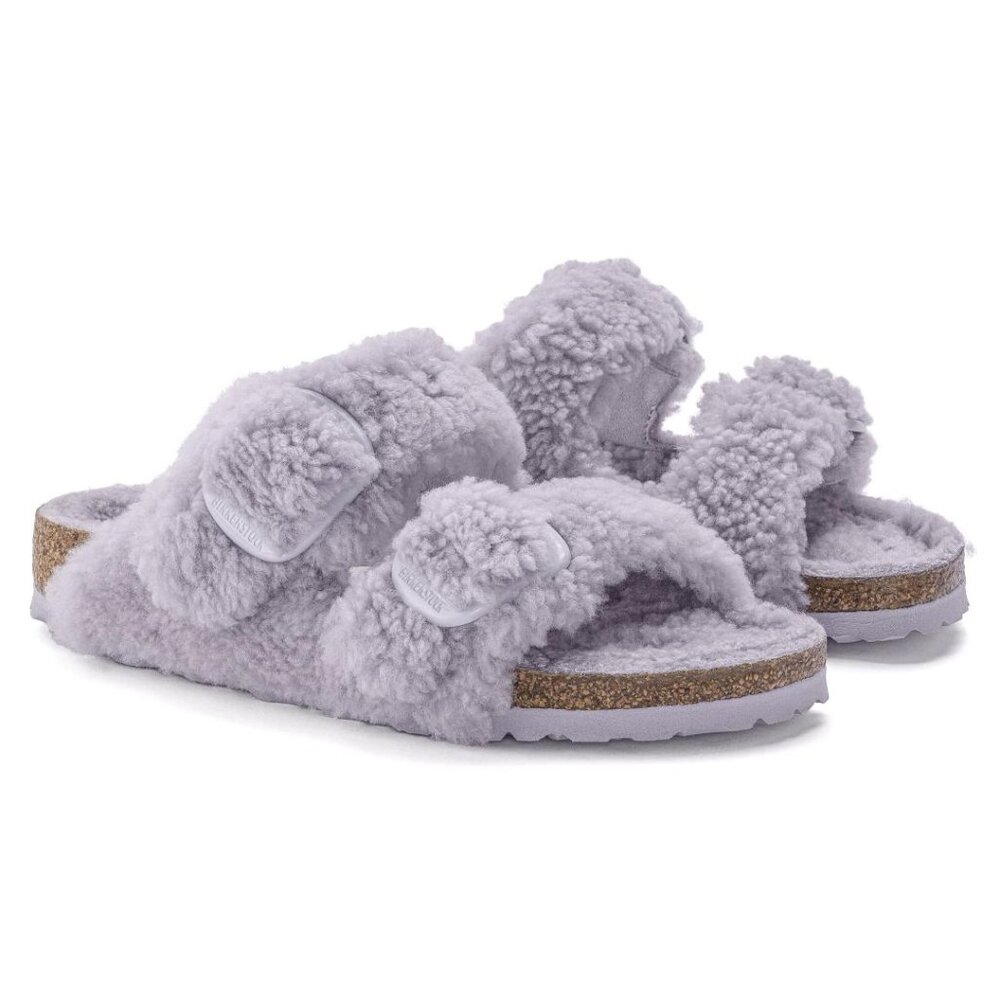 Arizona big buckle purple lavender lilac genuine shearling Birkenstock sandal sh